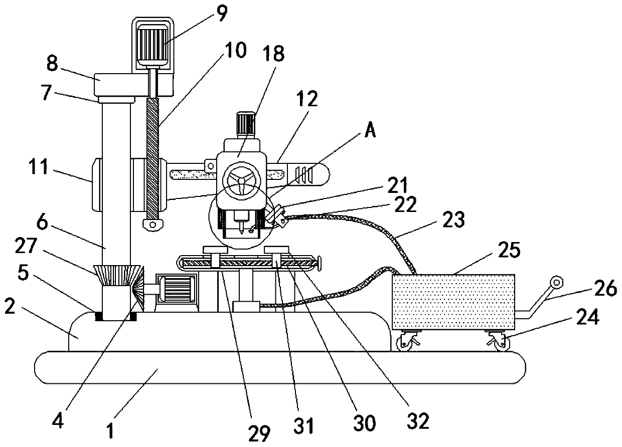 Metal debris collection device for milling machine machining milling head part