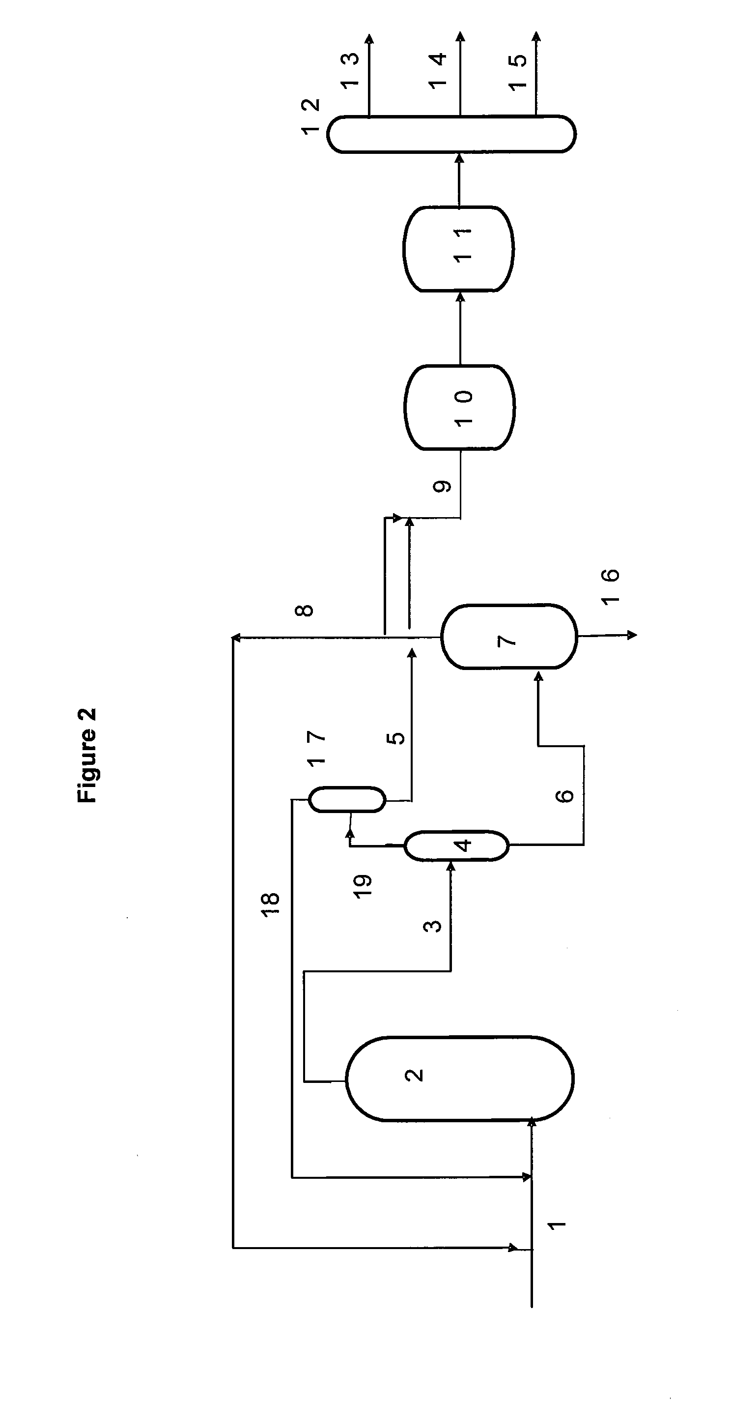 Residue conversion process that includes a deasphalting stage and a hydroconversion stage with recycling of deasphalted oil