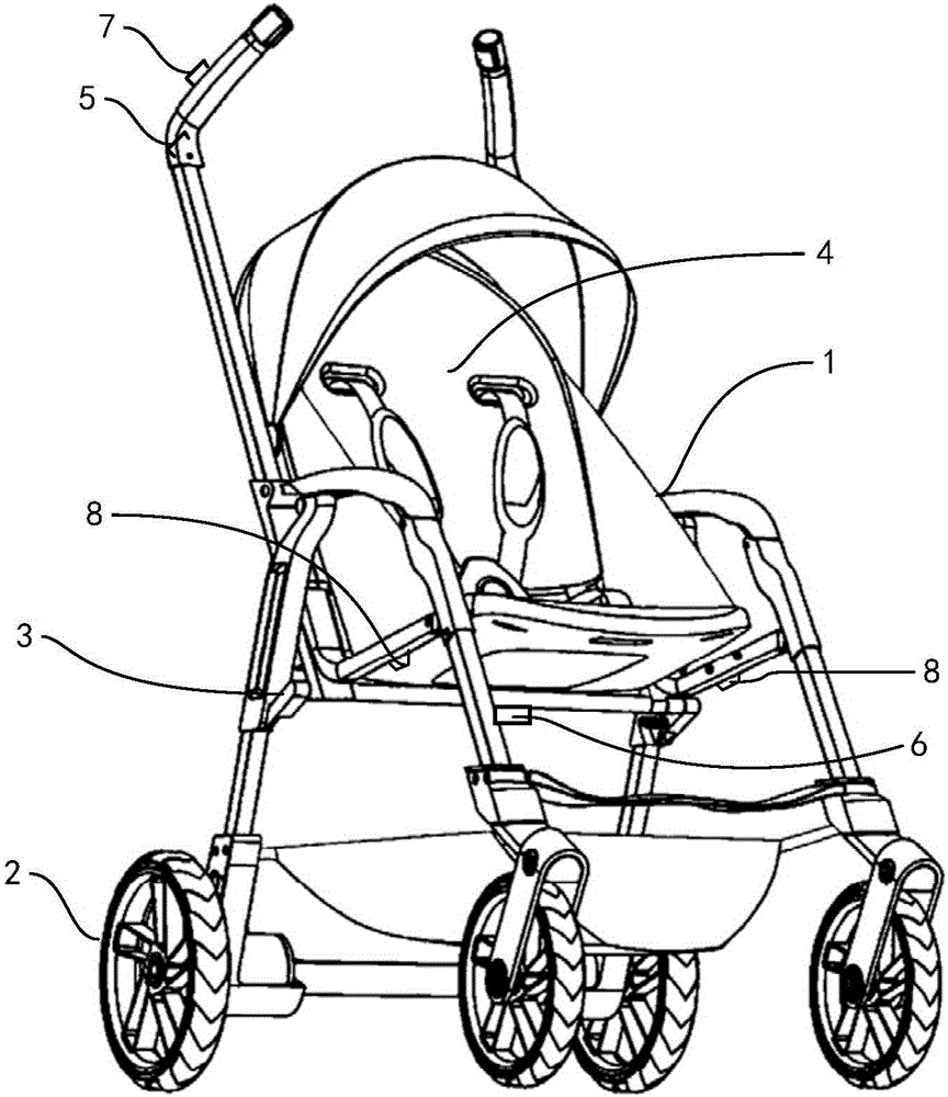 Stroller capable of repelling animals through high-frequency sound