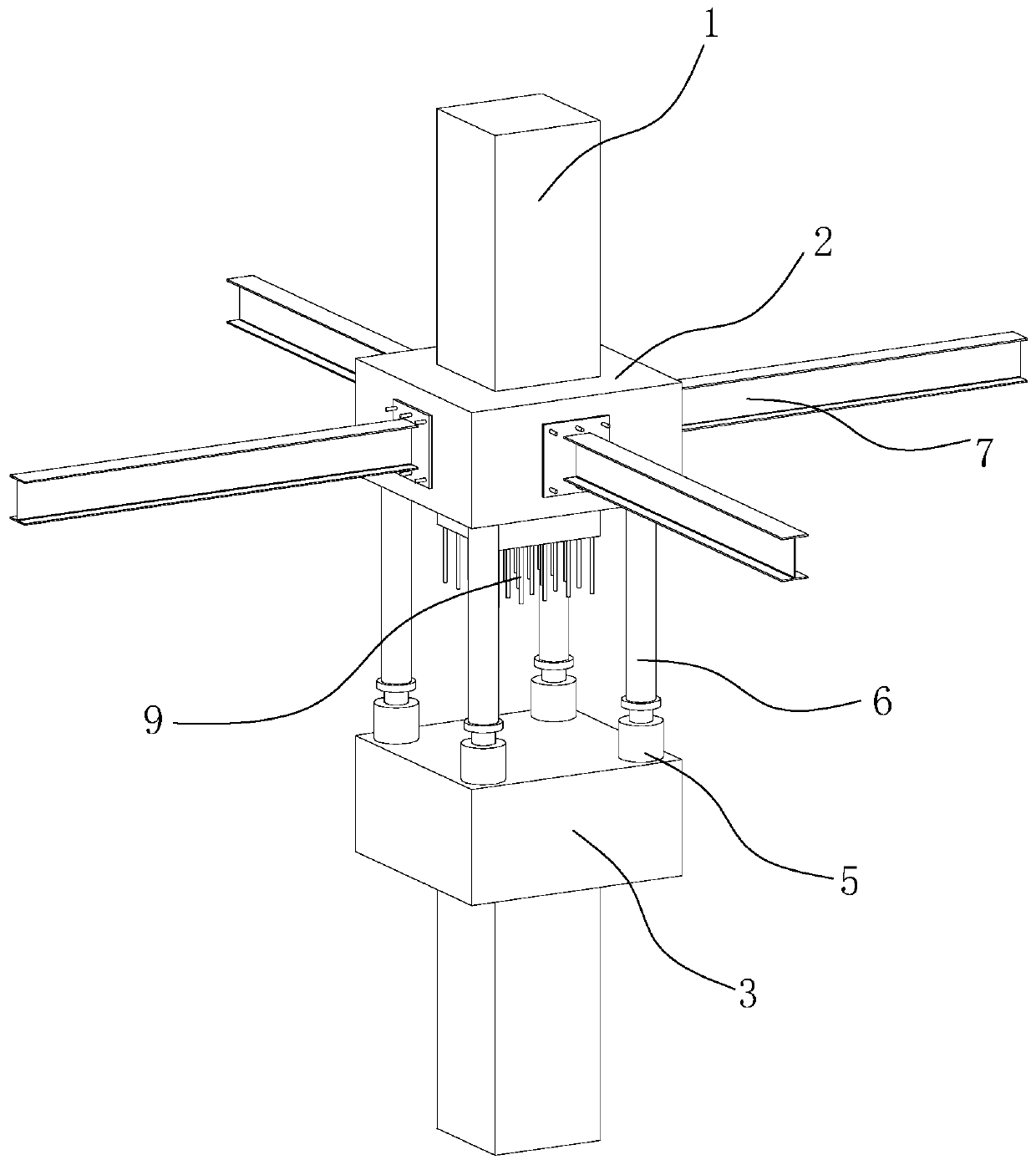 Method for changing floor frame column to on-beam column structure