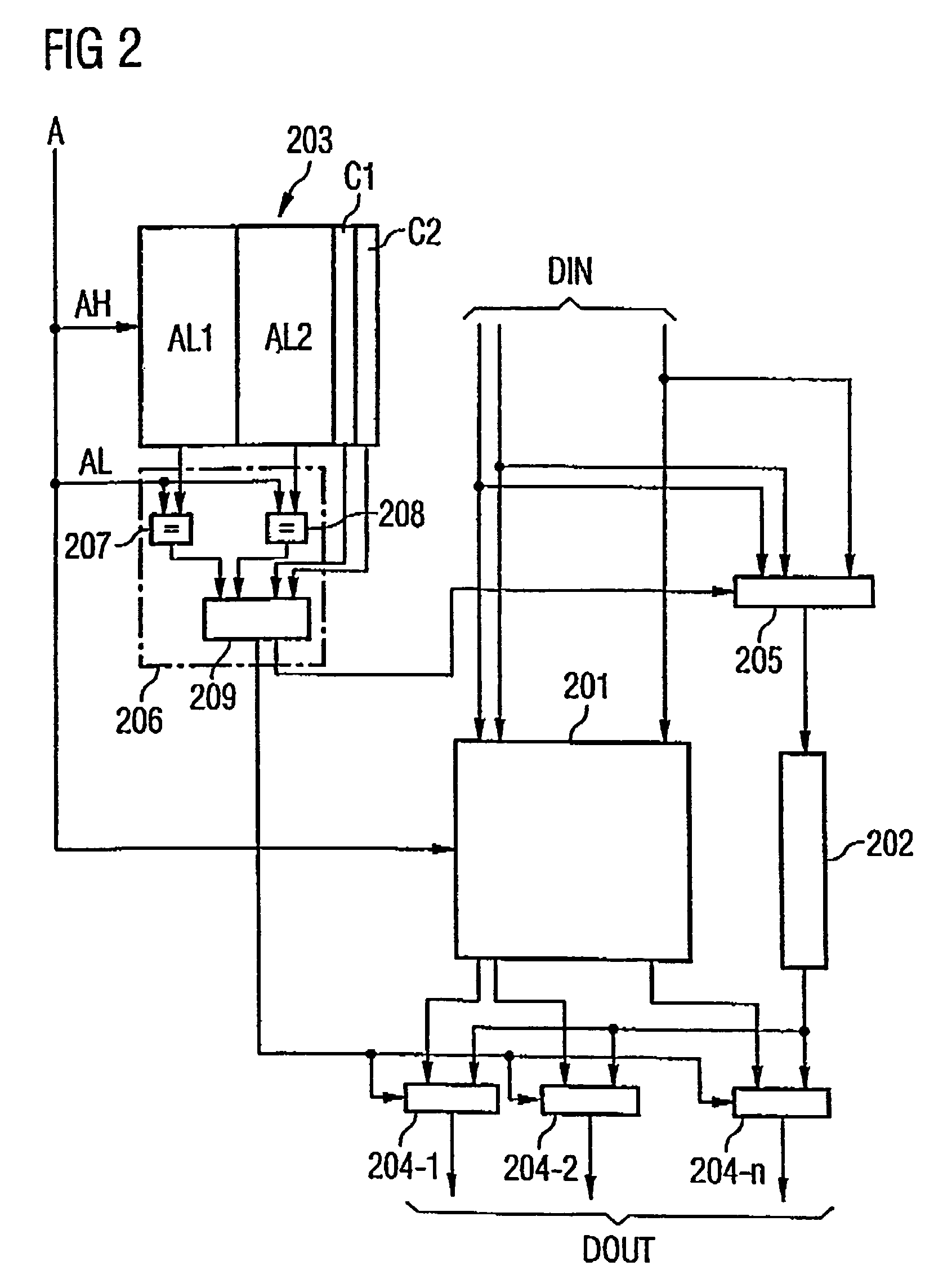 Arrangement with a memory for storing data