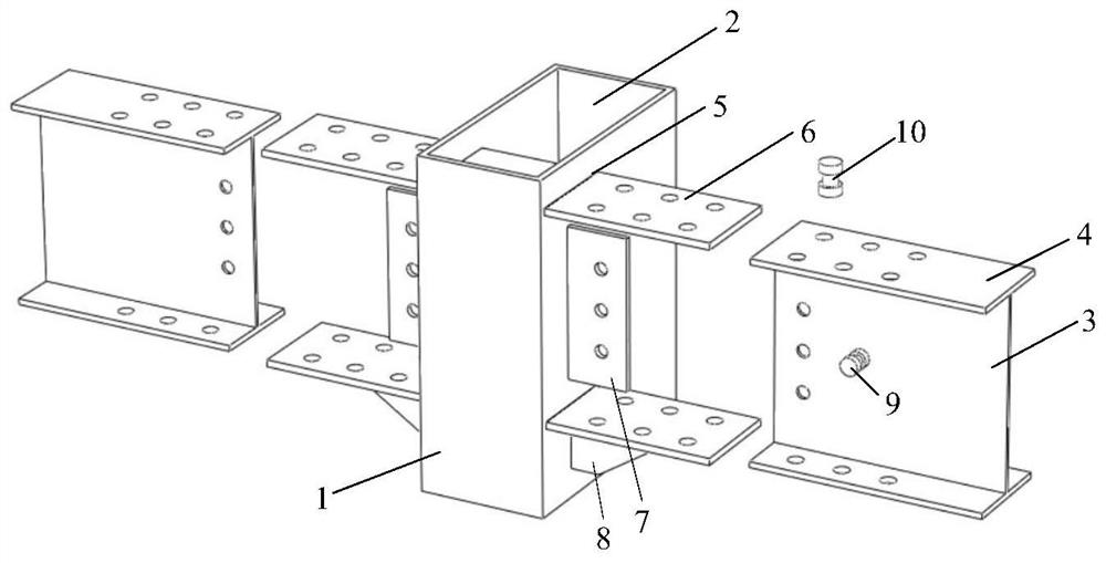 Steel beam bolting joint structure of horizontal cross-core plate type concrete-filled steel tubular column