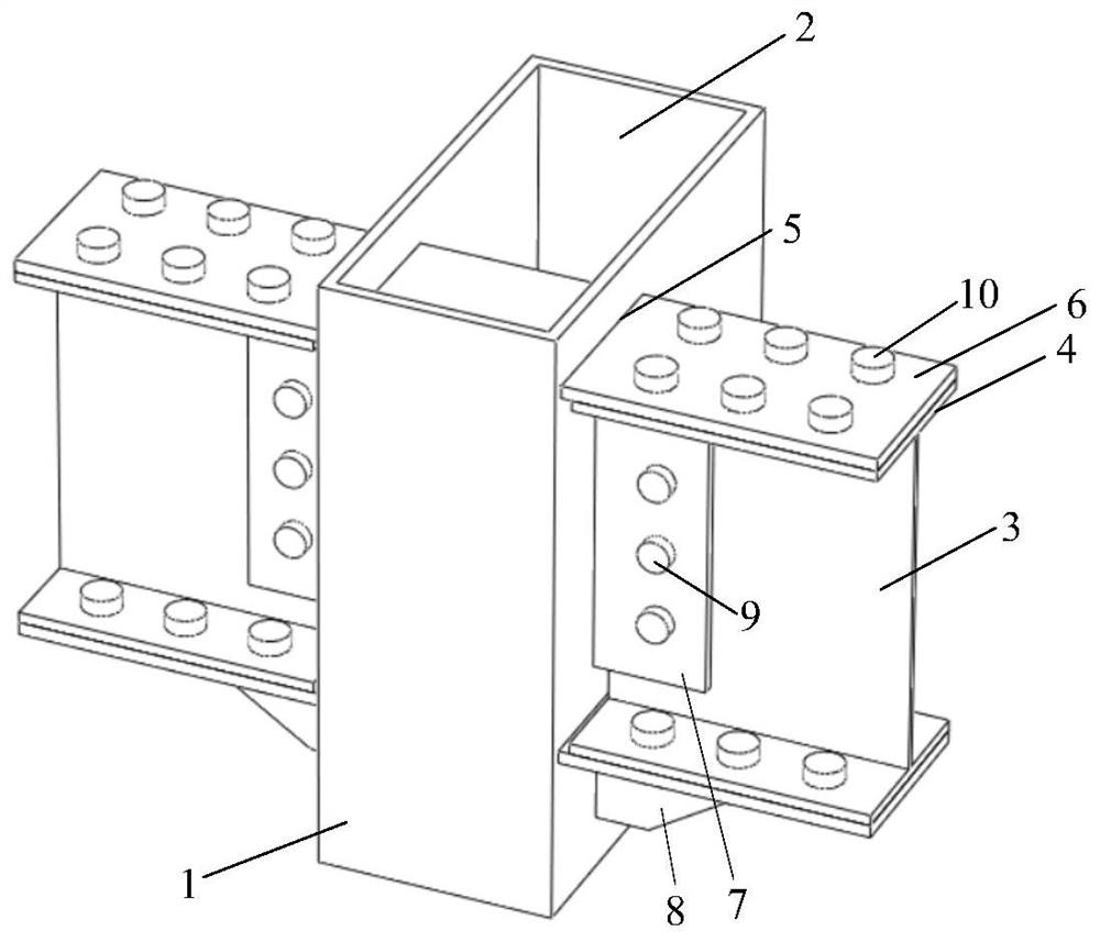 Steel beam bolting joint structure of horizontal cross-core plate type concrete-filled steel tubular column