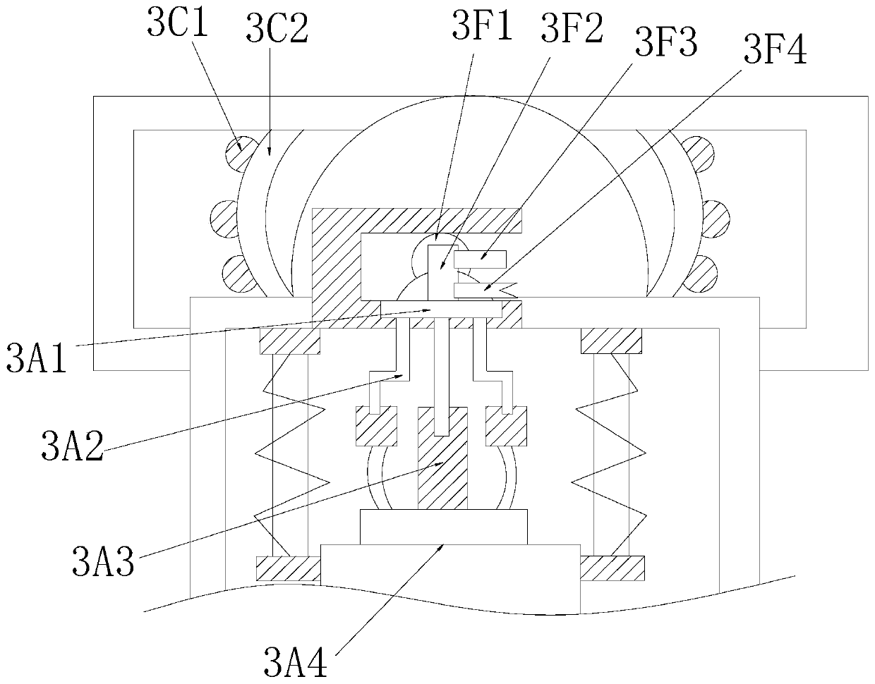 Floating slab track vibration isolation system based on node network pressure of electromagnetic suspension sliding shuttle