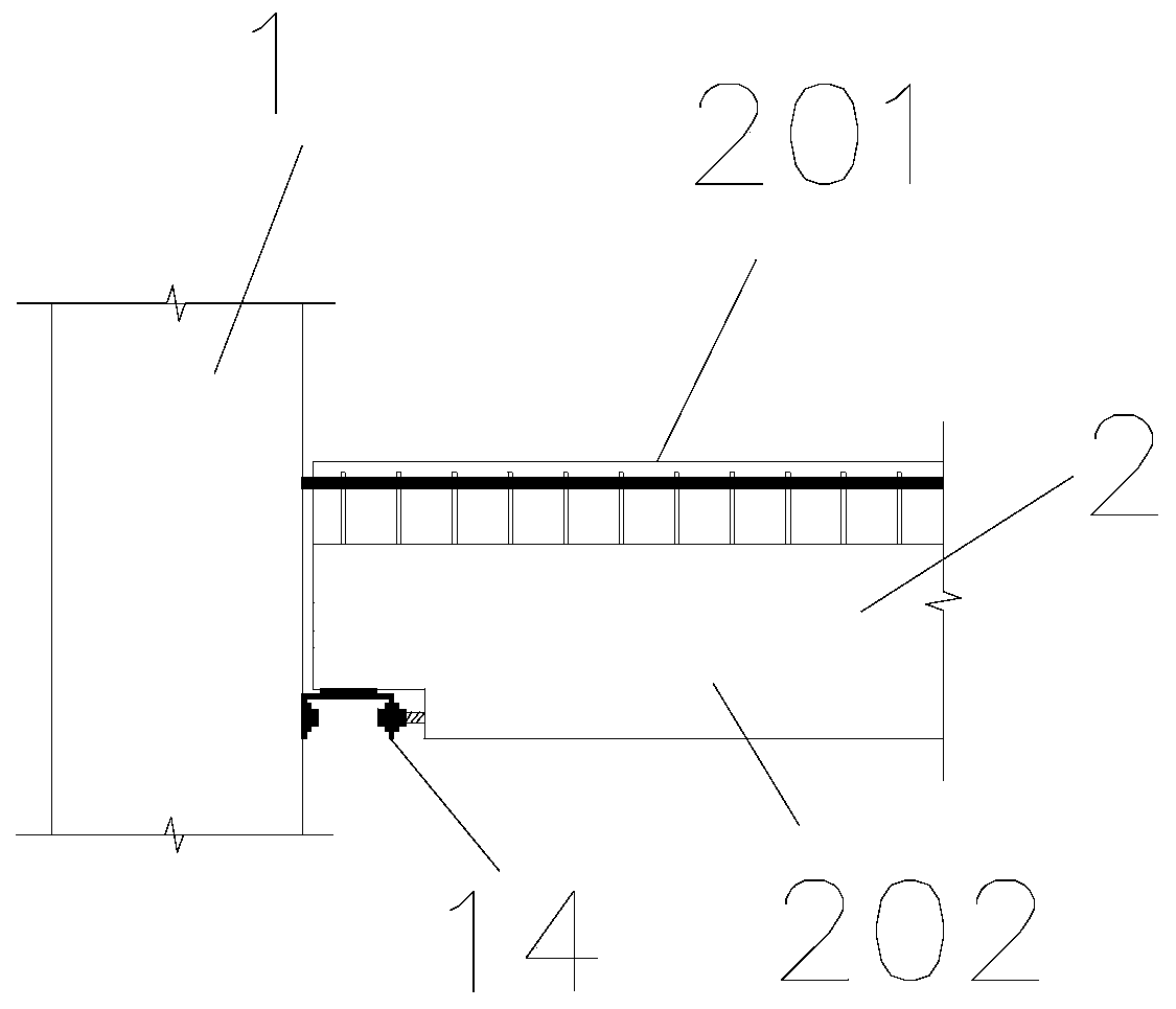 Connecting structure of prefabricated column and superposed beam as well as construction method of connecting structure