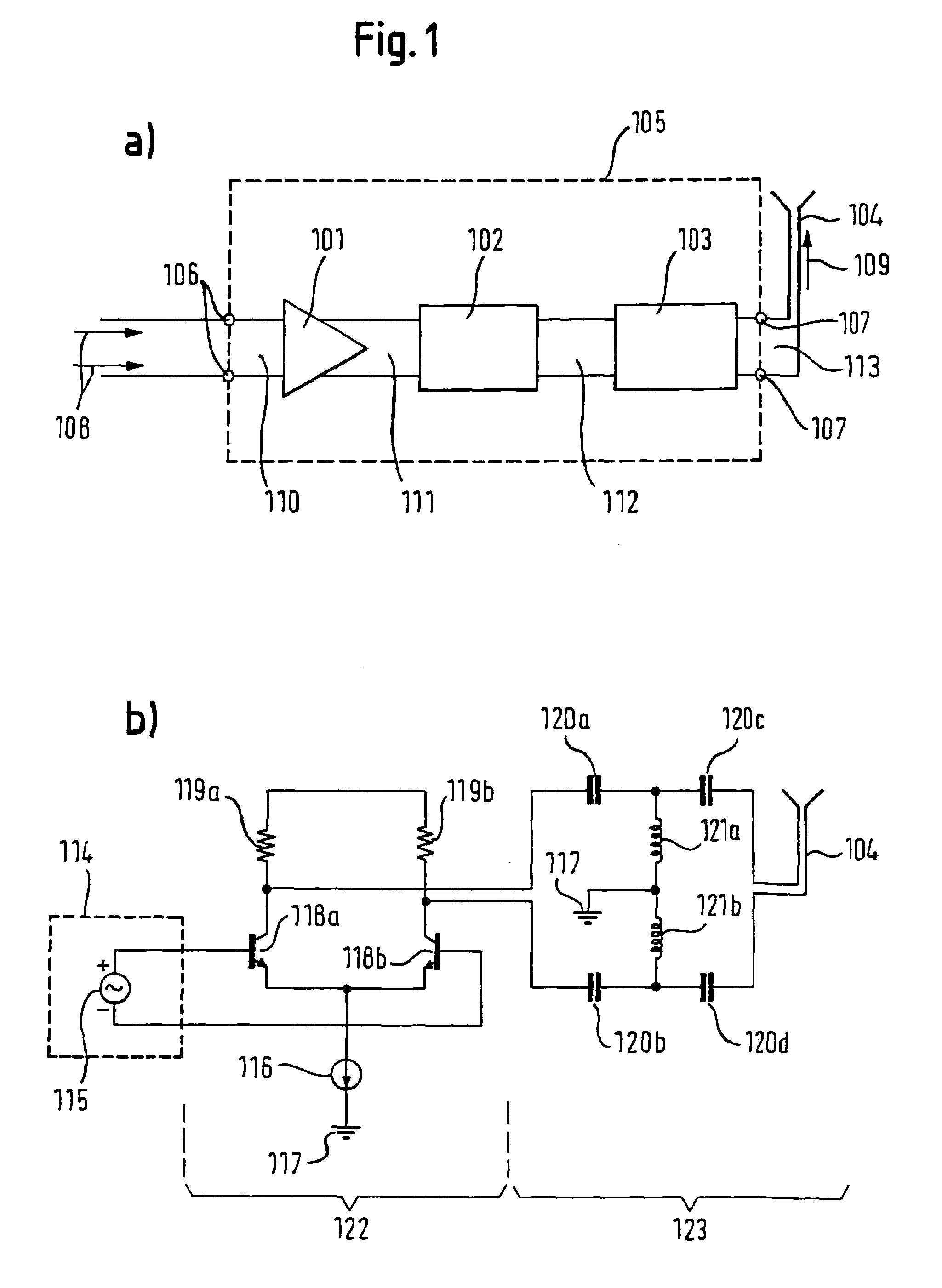 Coupling device for interfacing power amplifier and antenna in differential mode