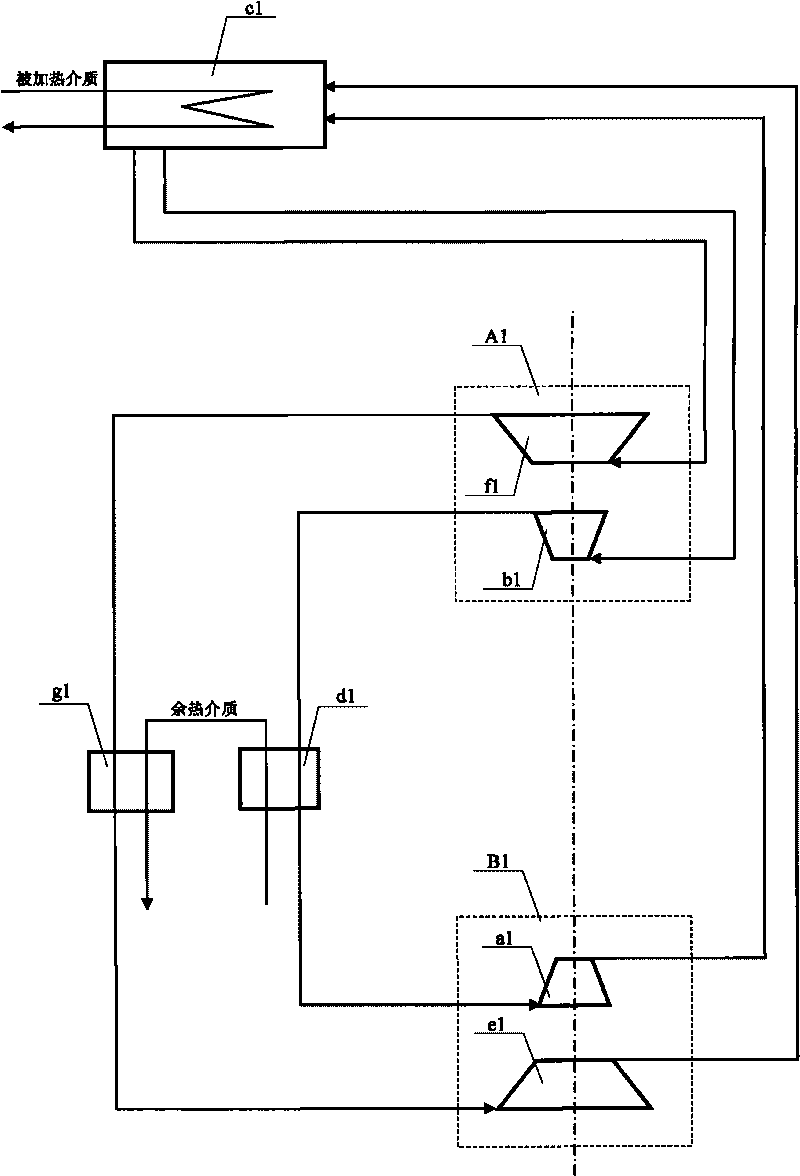 Sectionalized heat absorption, sectionalized compression and sectionalized expansion gas compression type heat pump