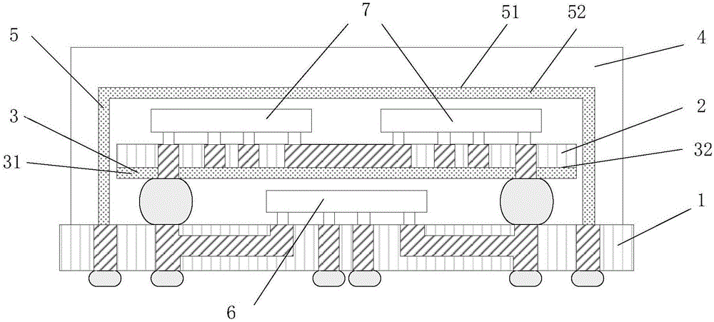 Radio frequency multi-chip circuit electromagnetic shielding structure