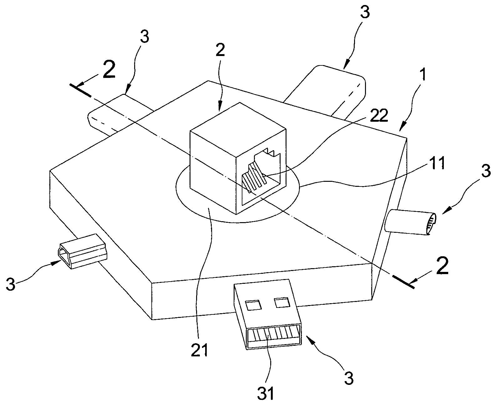 Rotatable adapter device with multiple connectors