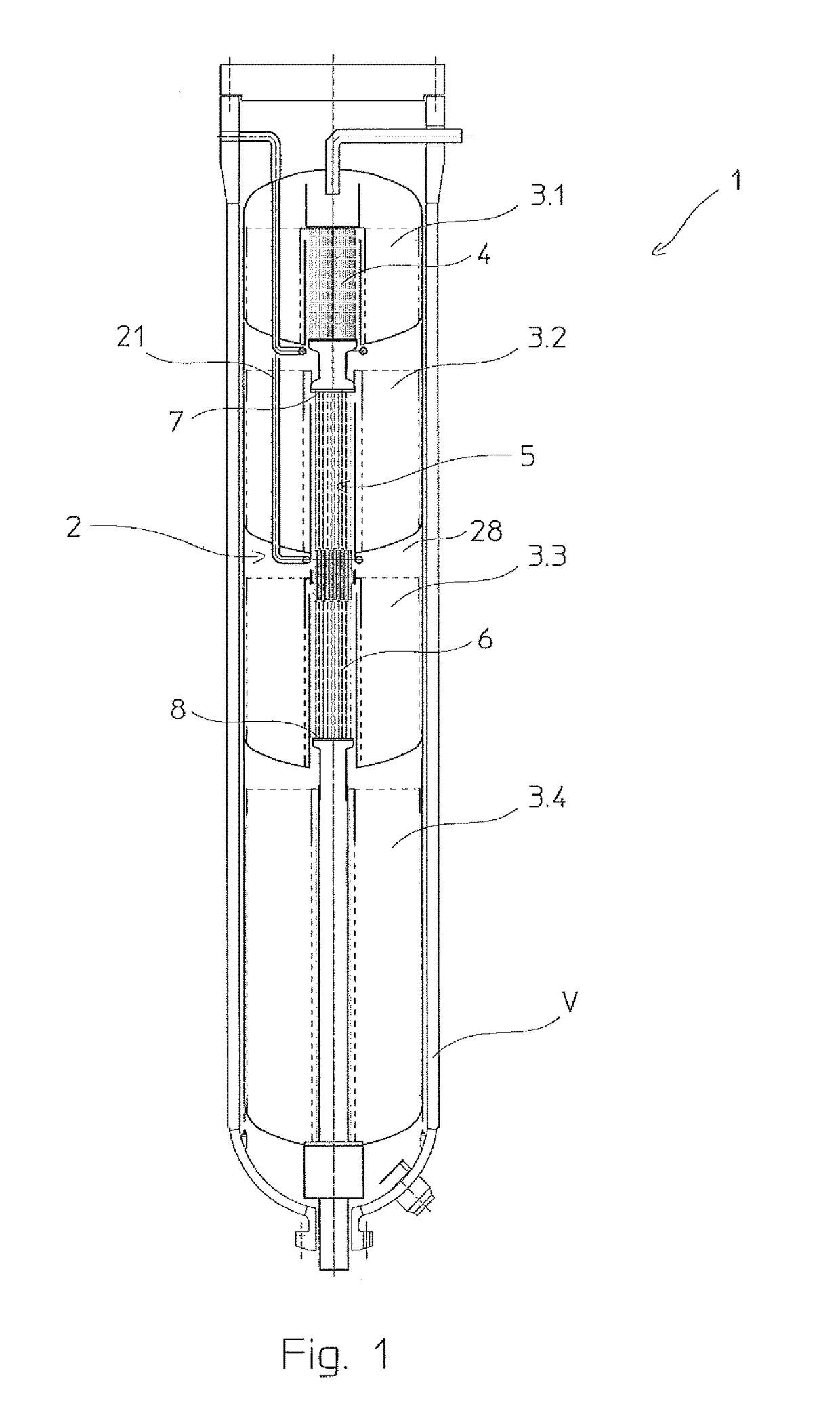 Adiabatic multi-bed catalytic converter with inter-bed cooling