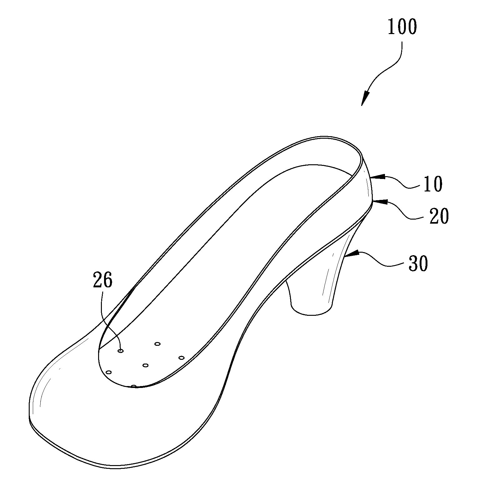 High heel shoe structure