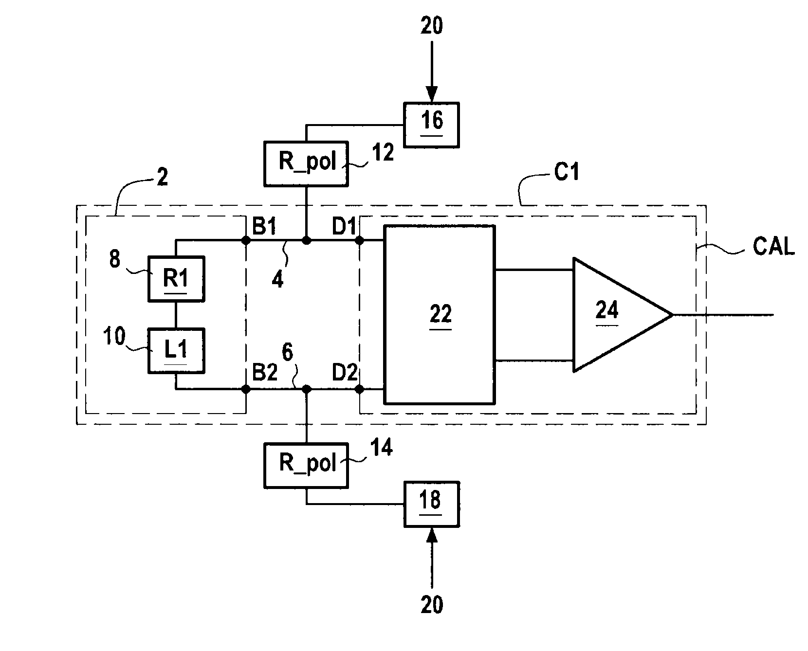 Method for correcting the voltage measured across the terminals of a sensor