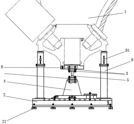 Static balance detection device and method for large blade adjustable water pump hub assembly of nuclear power plant