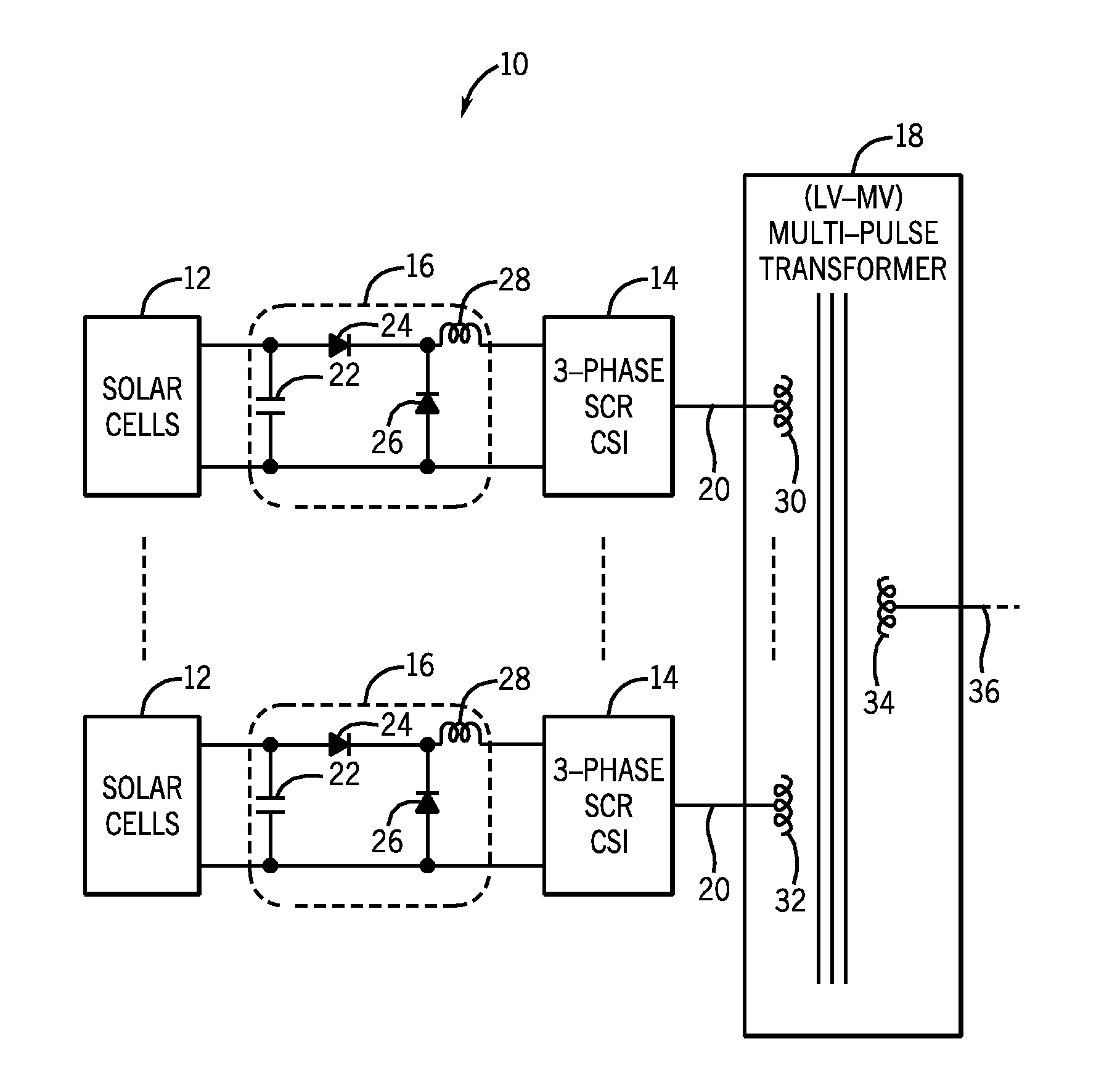 Voltage converter configurations for solar energy system applications