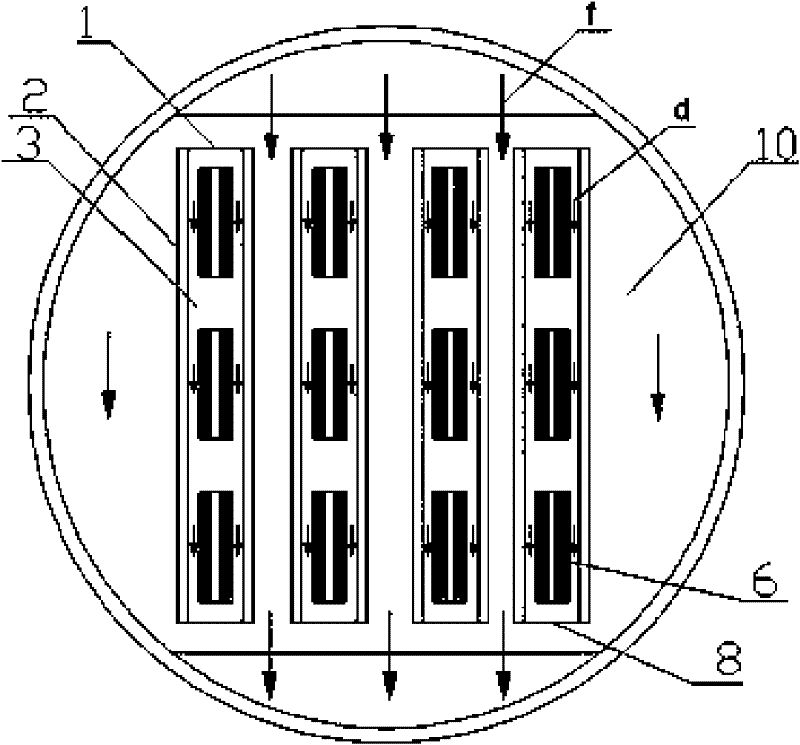 Liquid guide flow type vertical sieve tray device