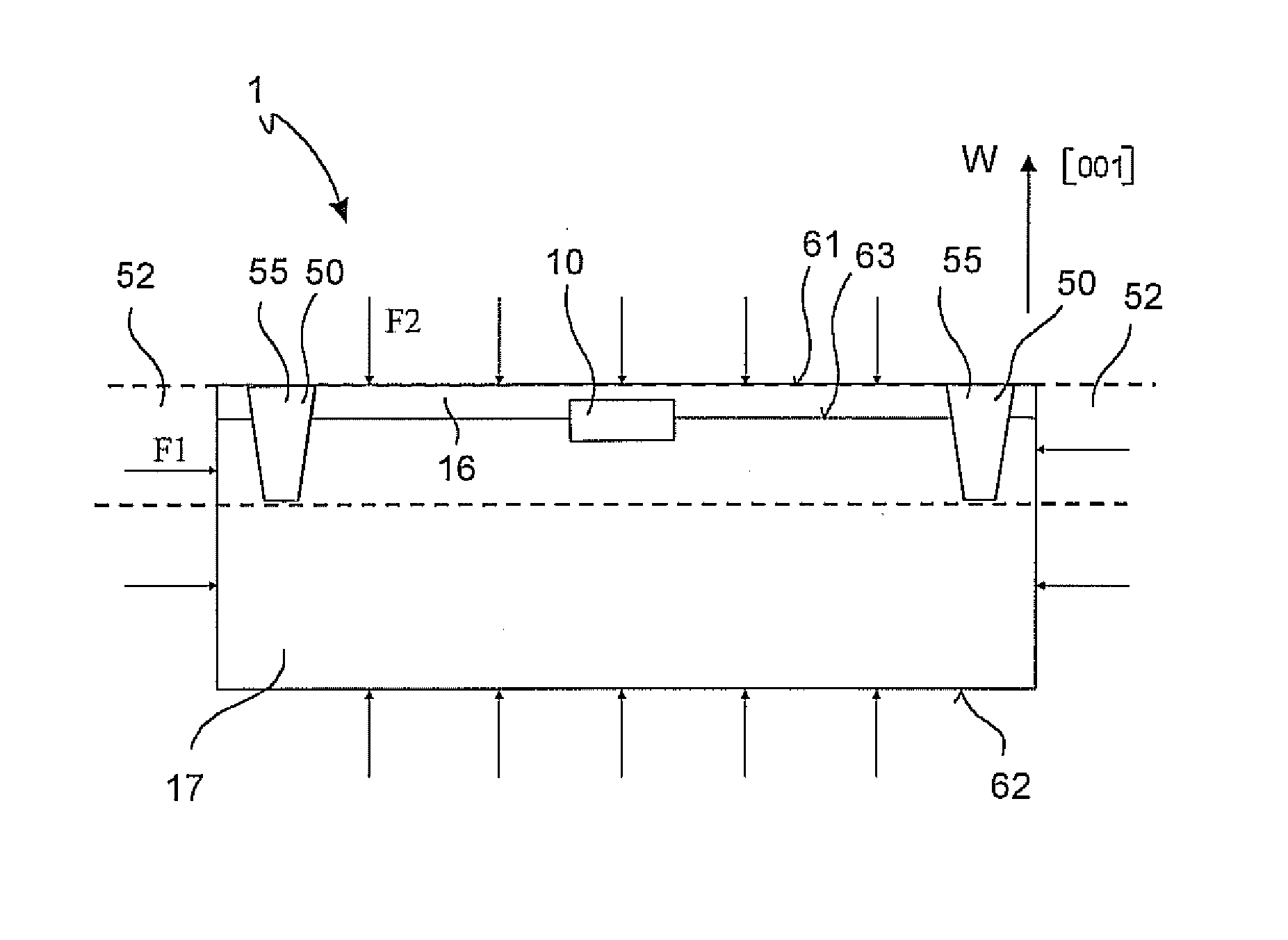 Integrated electronic device for monitoring mechanical stress within a solid structure