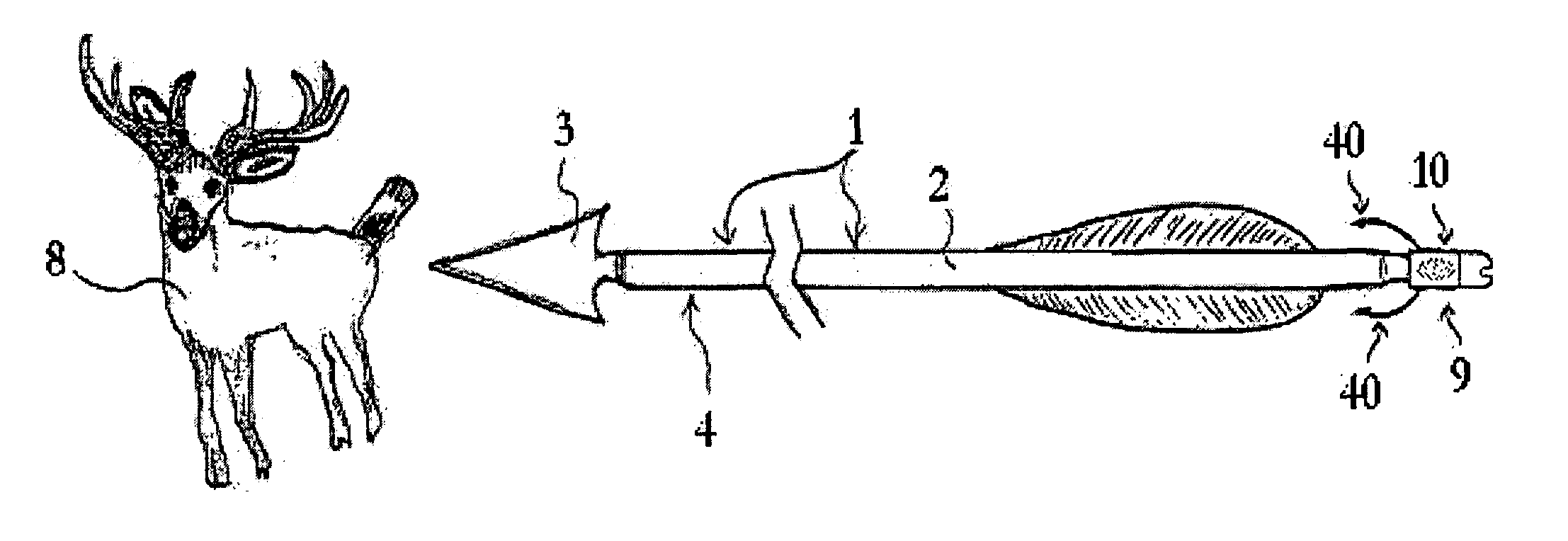 Device for detaching locator from arrow for tracking game