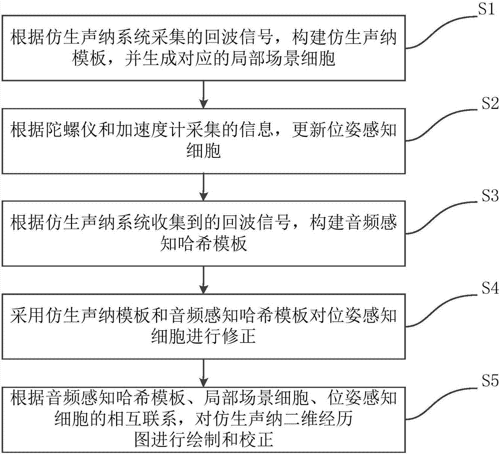 Bionic sonar two-dimensional experience map drawing method, storage medium and equipment