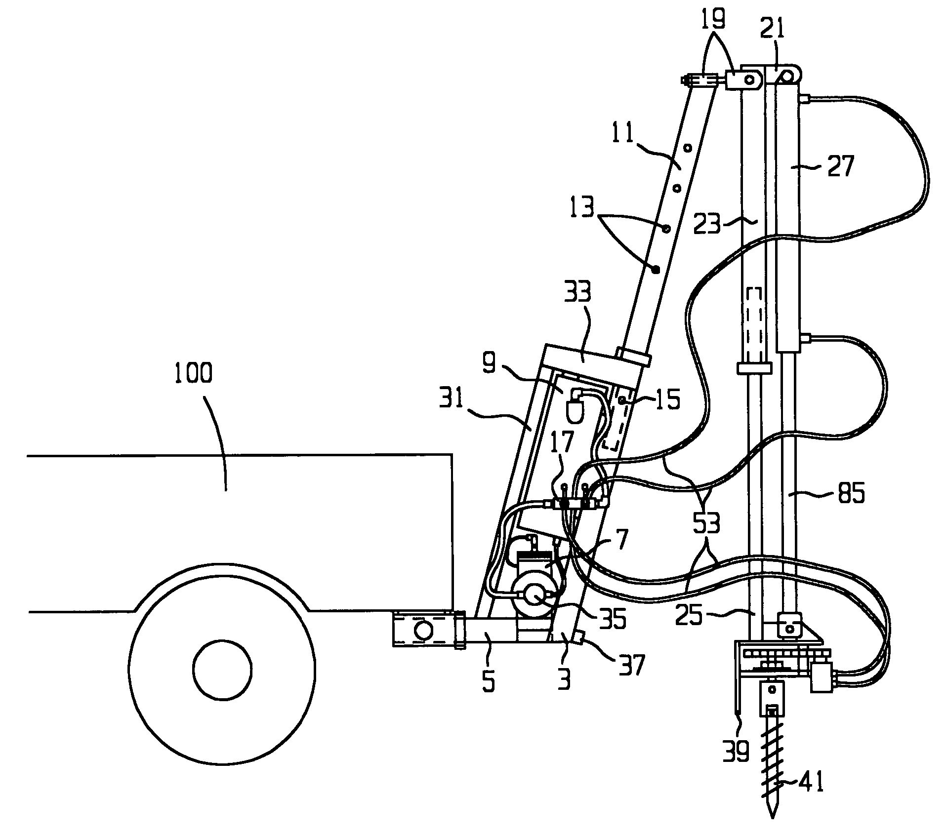 Quick-detach vehicle-mounted auger driver