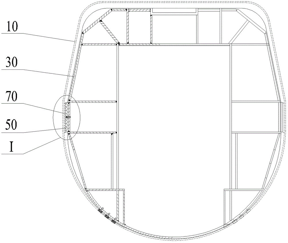 Method and structure for inter-arm positioning of crane jib, crane jib and crane