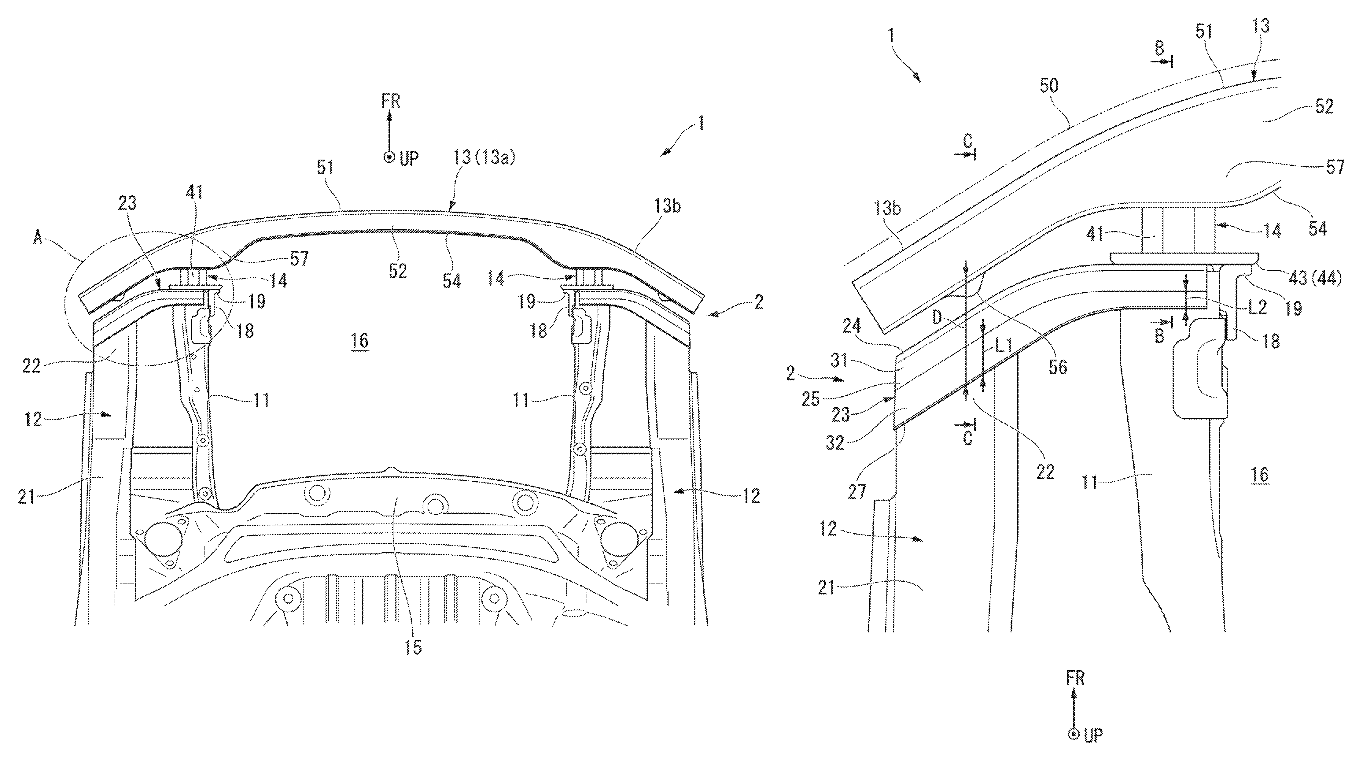 Vehicle body frame structure