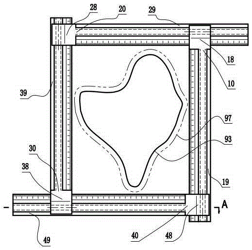 Chromium alloy medical measuring tool with four adjustable and coplanar sides of circular slide rails