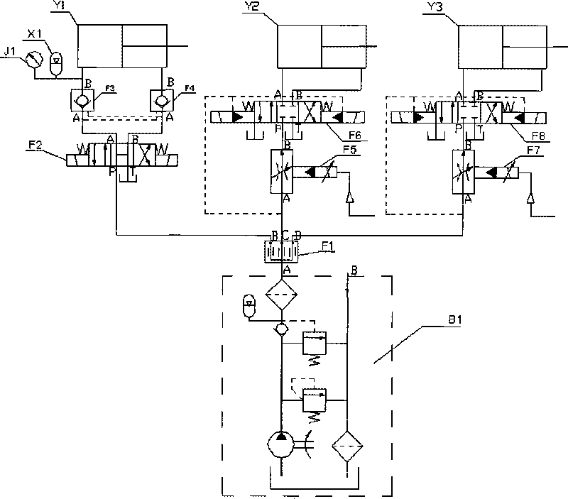 Hydraulic control system and apparatus for split positioning of ship body