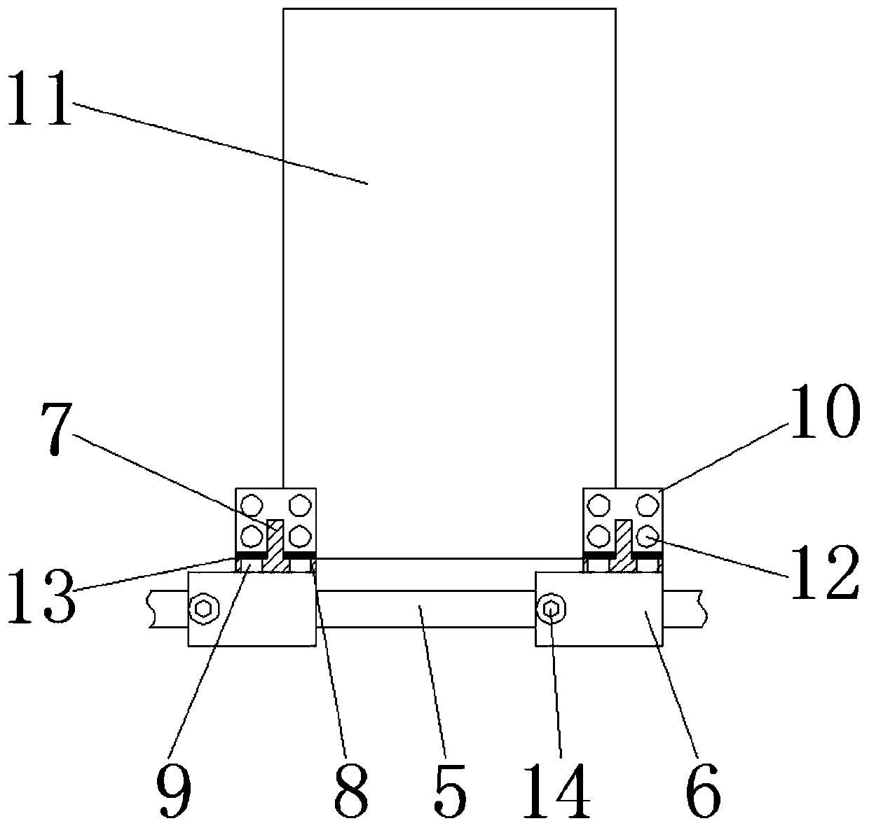 Concrete curing box test block placing assembly and mounting structure