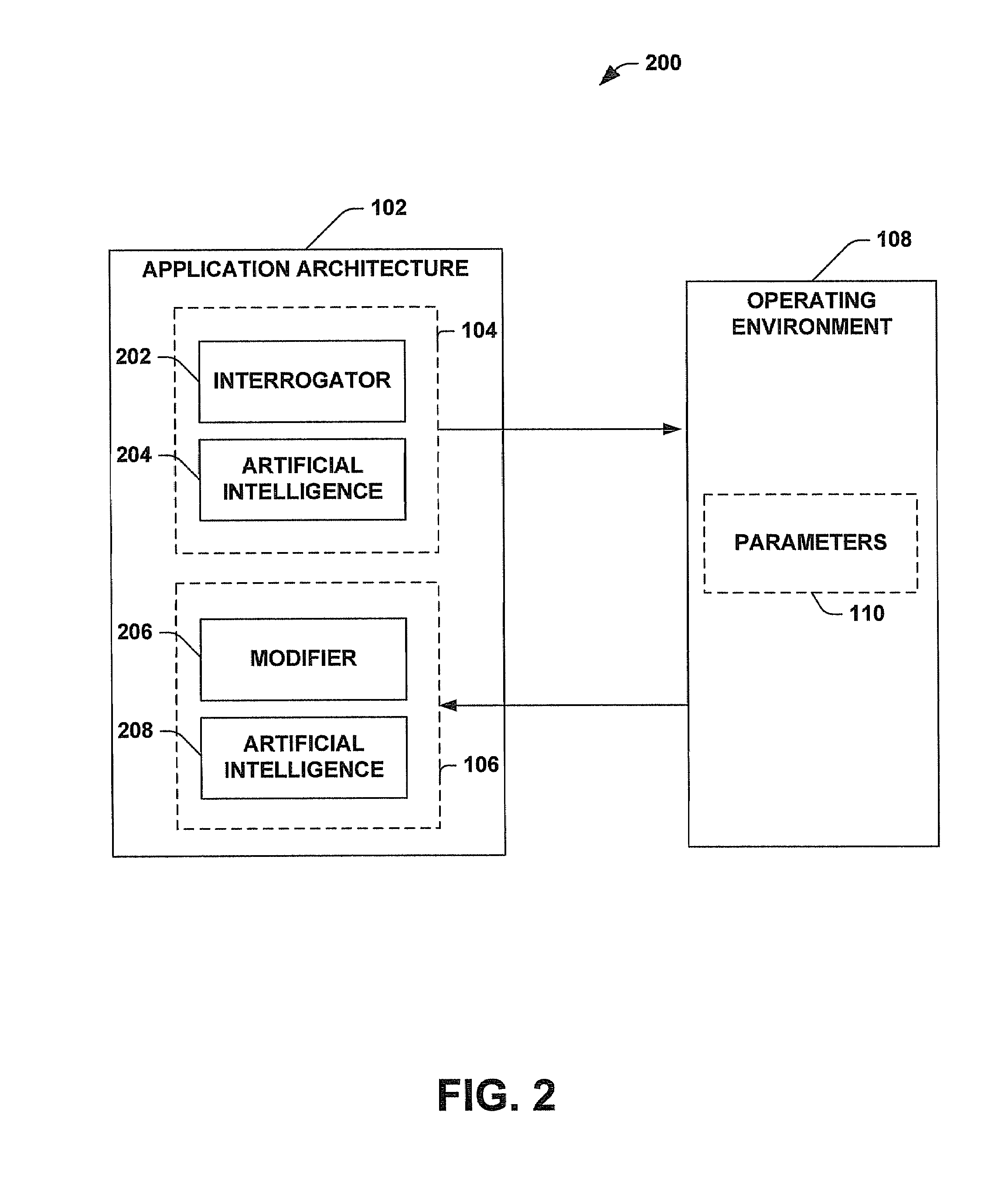 Application modifier based on operating environment parameters