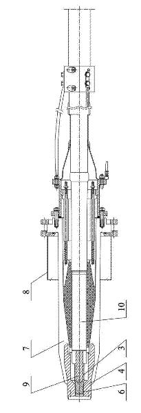 High-voltage gas immersed termination mounting and positioning structure