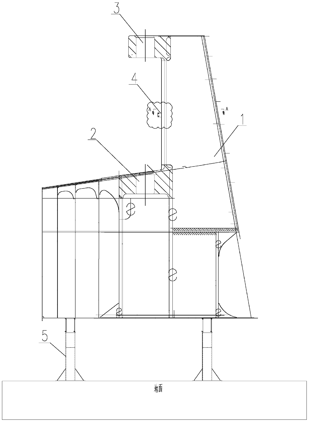 Method for erecting scaffold platform between rudder horns and method for measuring deviation of upper and lower rudder holes of rudder horns