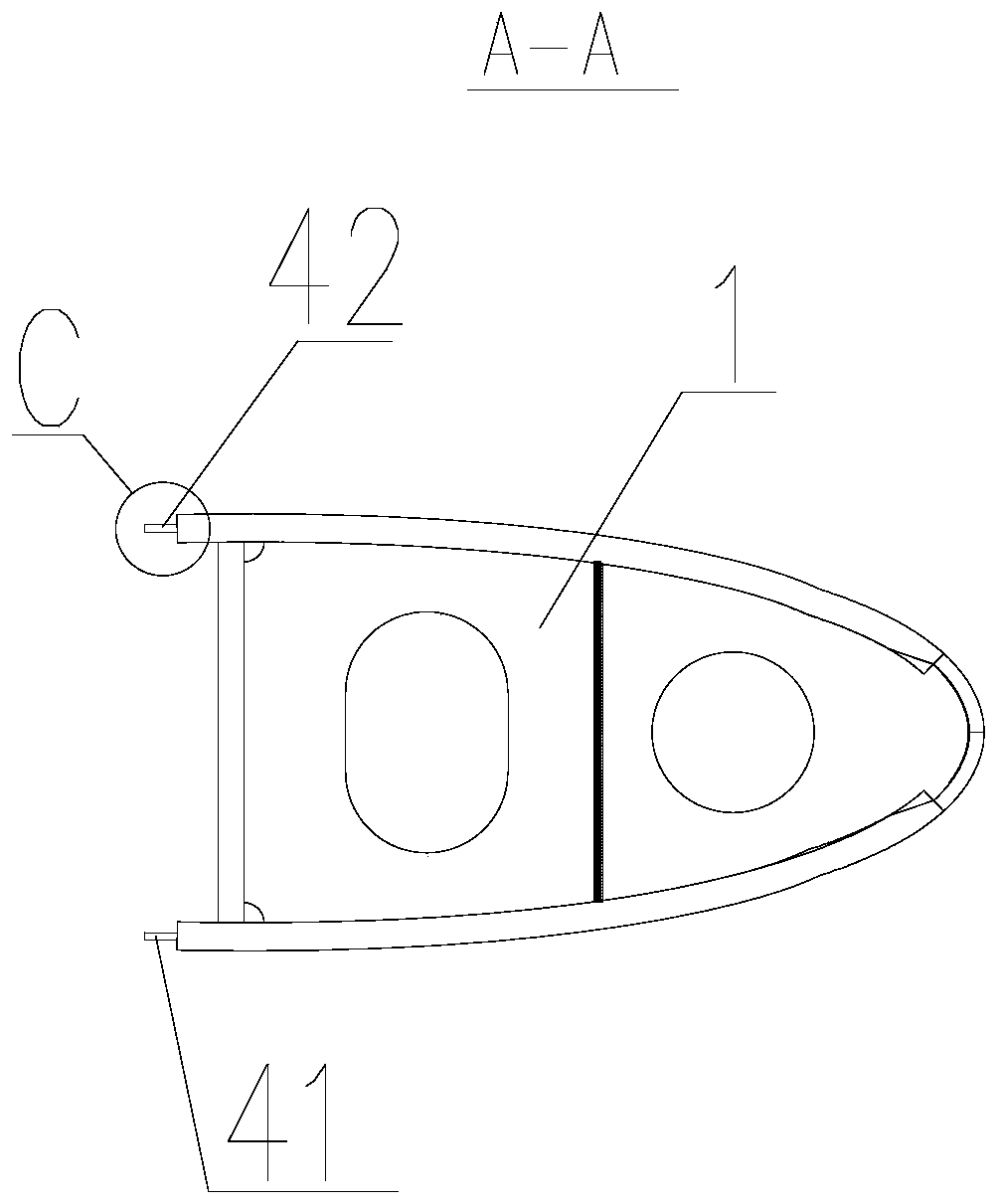 Method for erecting scaffold platform between rudder horns and method for measuring deviation of upper and lower rudder holes of rudder horns