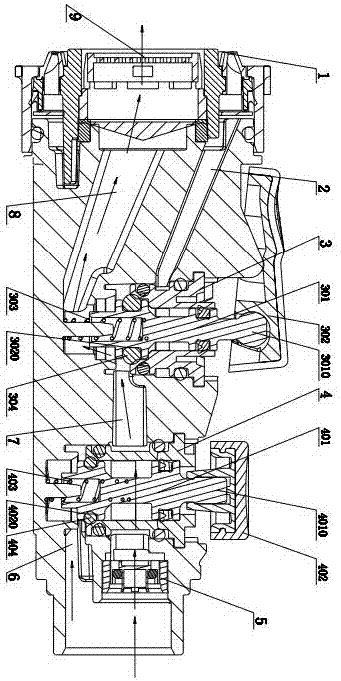 Integrated multifunctional pulling head water channel structure