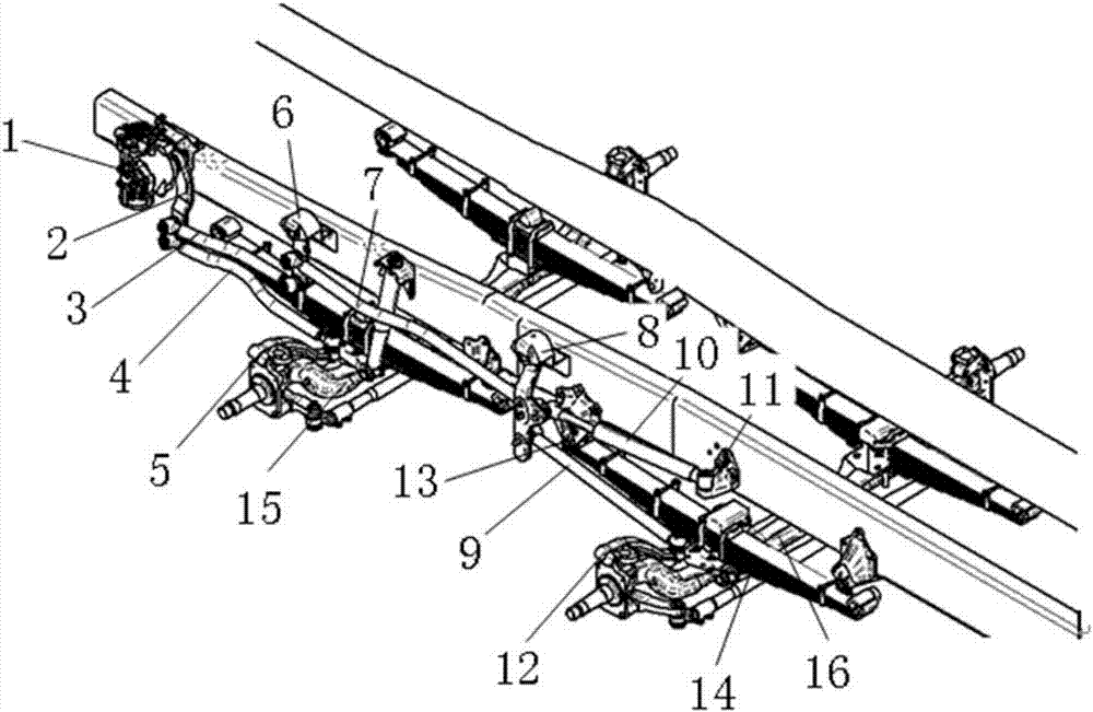 A kind of double front axle automobile steering system