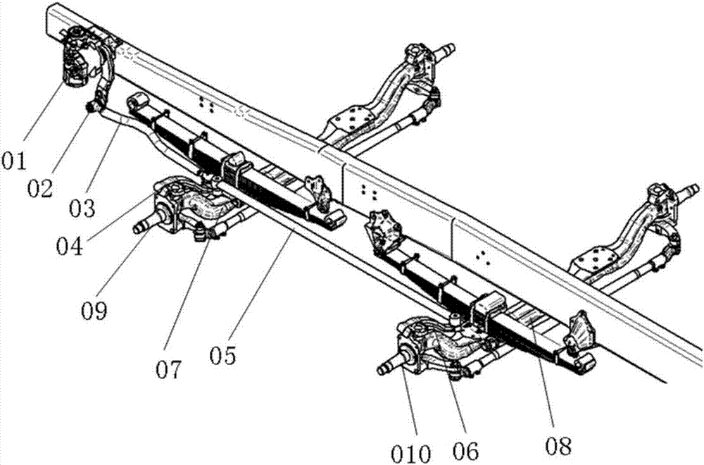 A kind of double front axle automobile steering system