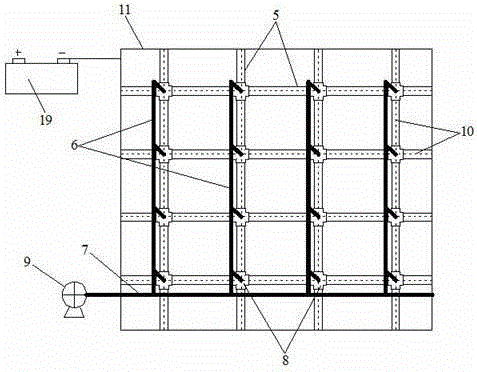 Saturated dredger soft soil foundation reinforcing treatment system and grid-type vacuum preloading and electroosmosis-method combined treatment method