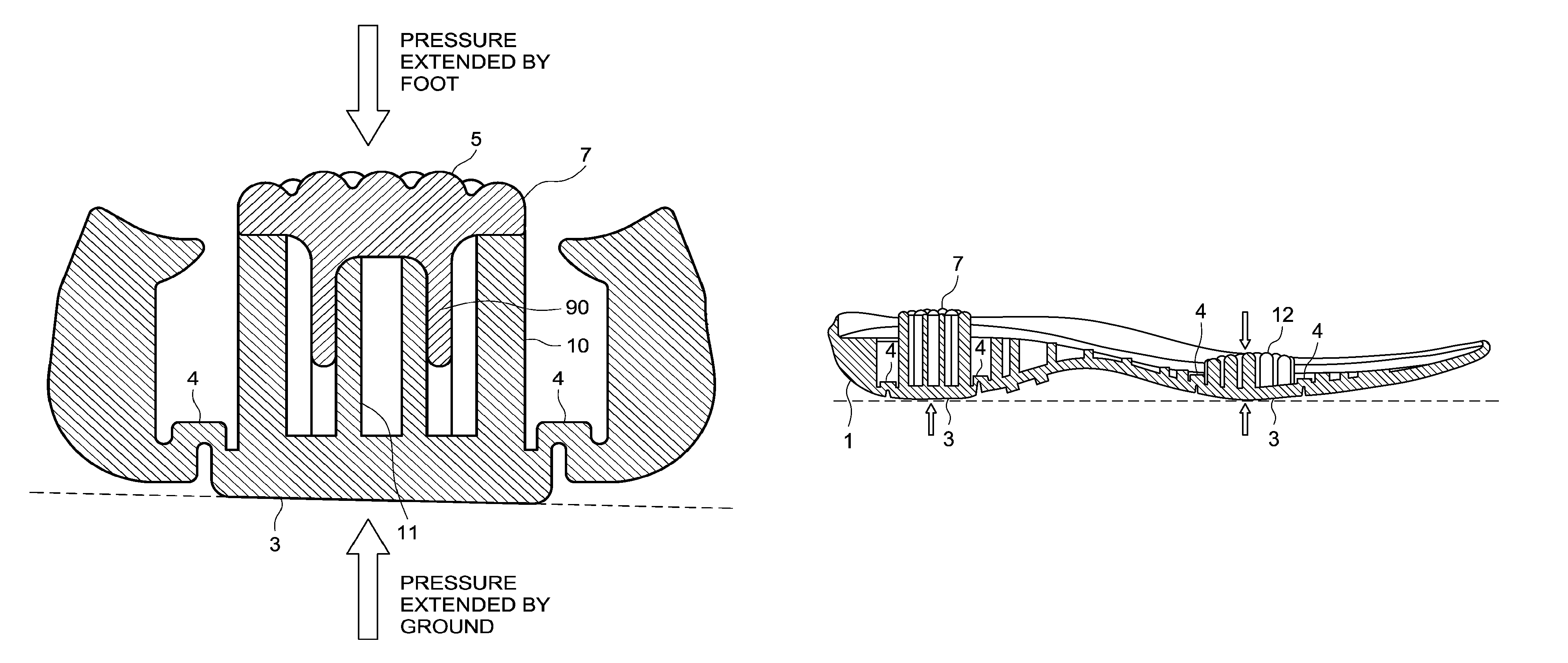 Footwear sole and footwear having said sole