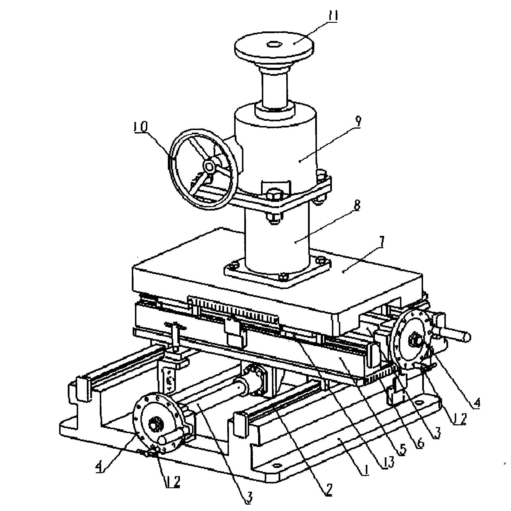 Coordinate sliding table adjusting device