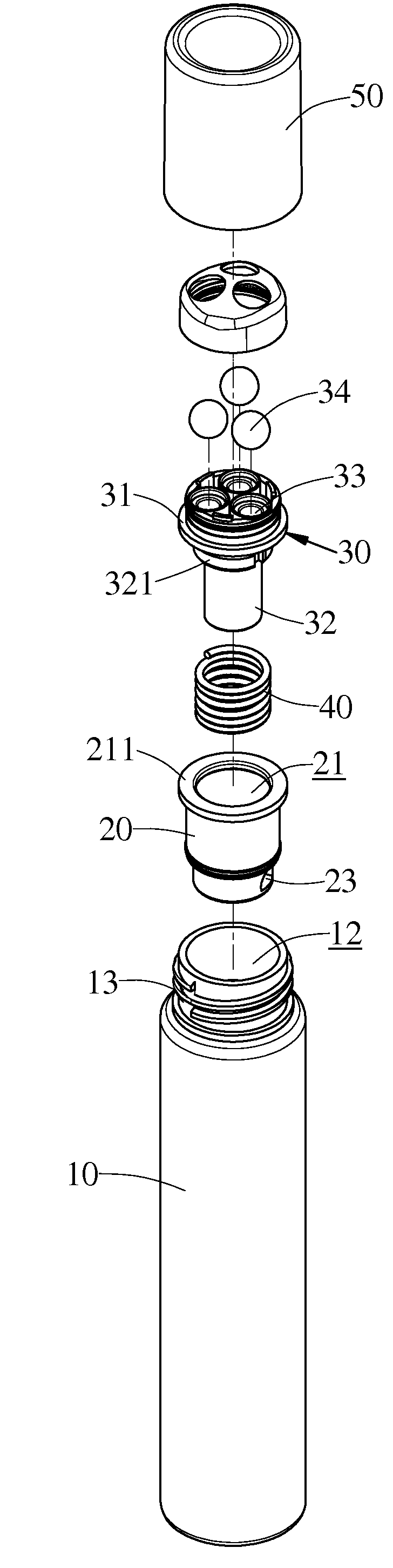 Rolling ball style cosmetic container structure