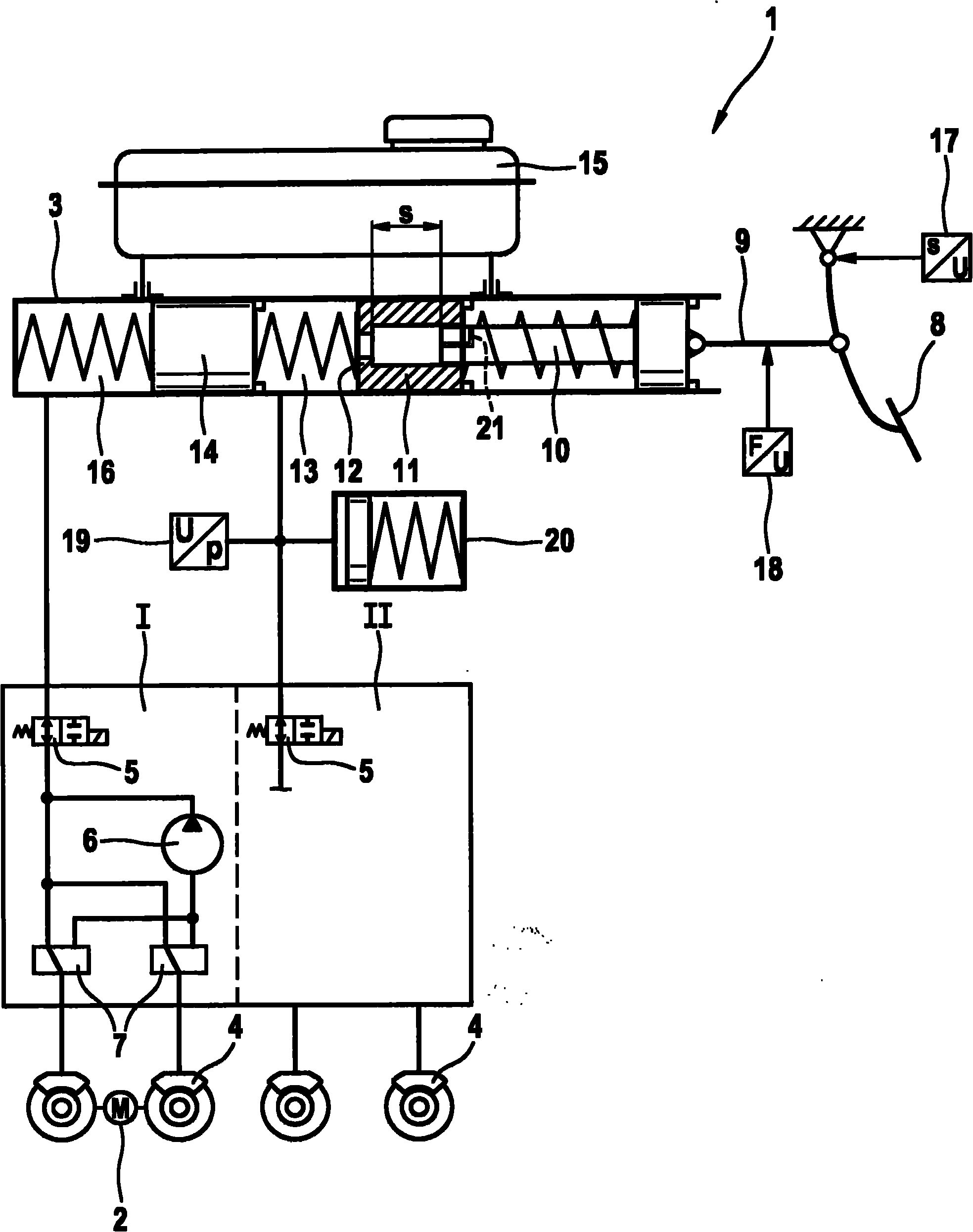 Main brake cylinder for a hydraulic vehicle brake system and method for operating same