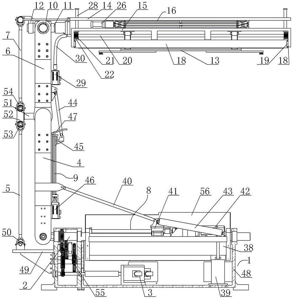 Seven-shaft robot with transverse moving mechanism