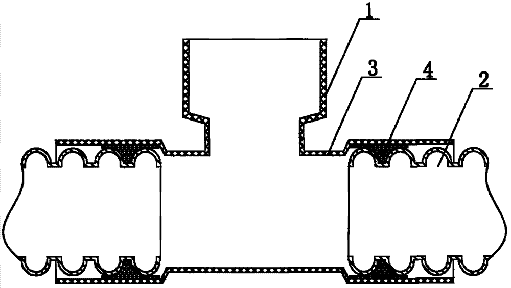 Connecting structure of plastic inspection well and corrugated pipe