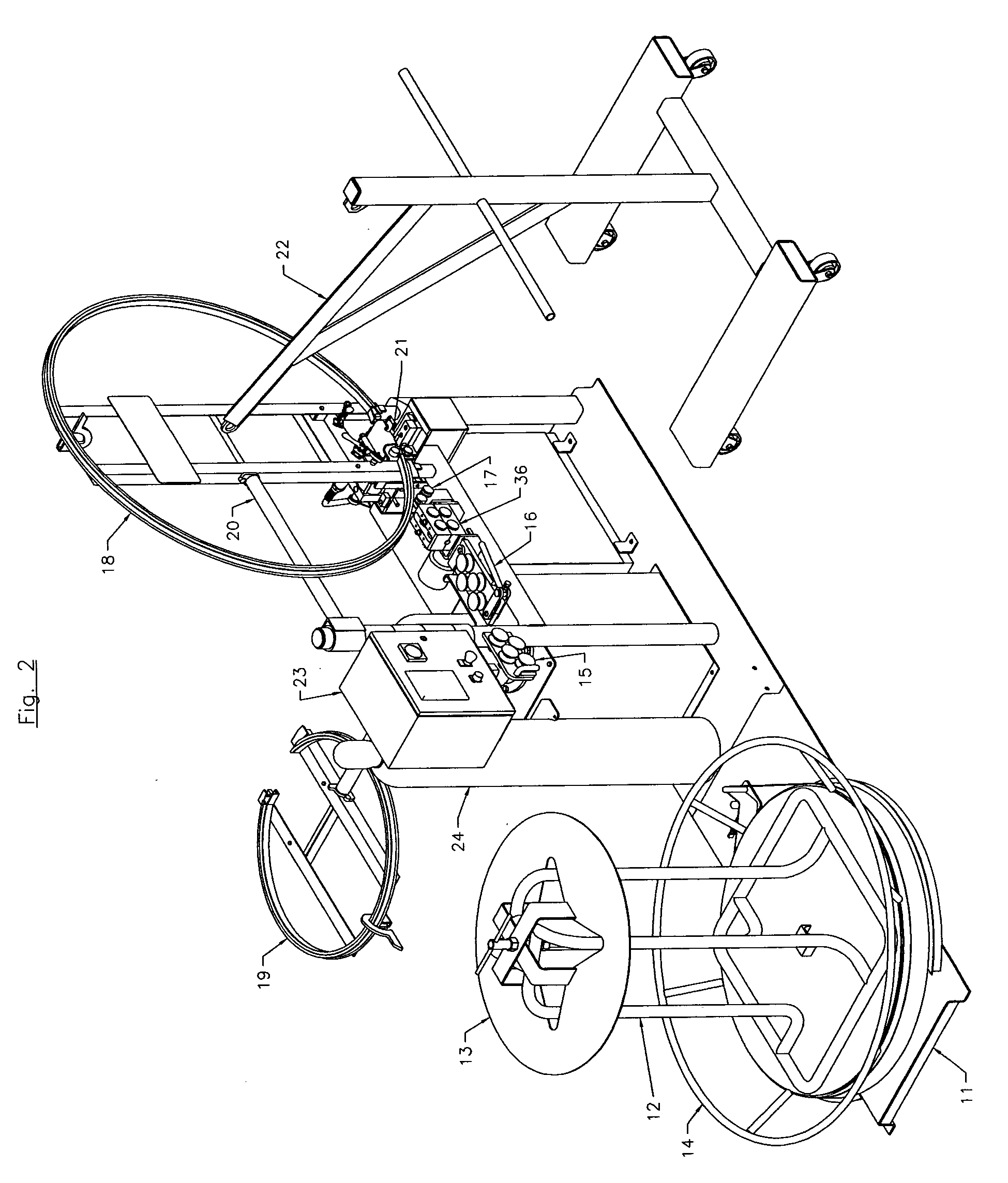 Machine for making steel hoop circumferential reinforcing elements