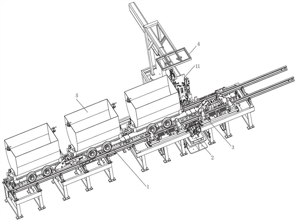 Full-automatic picking and hanging pin-chain system and method for rail transportation