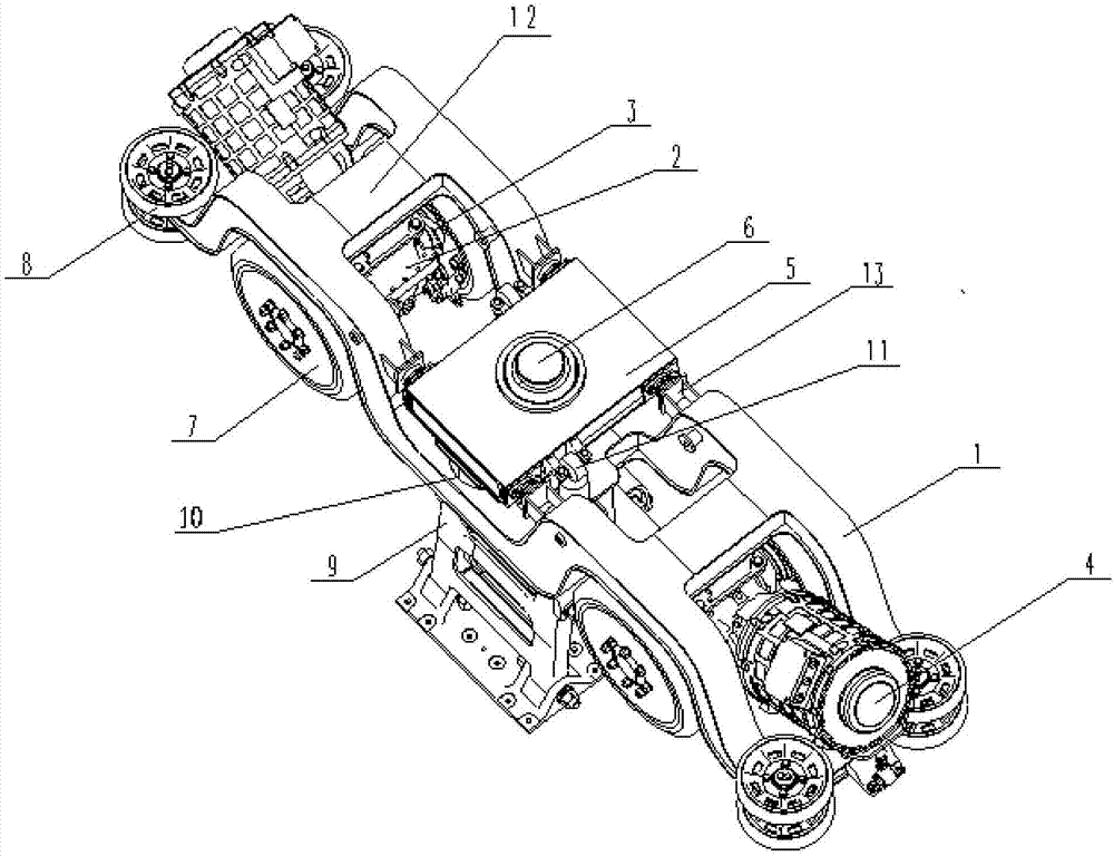 Suspended type air track train bogie