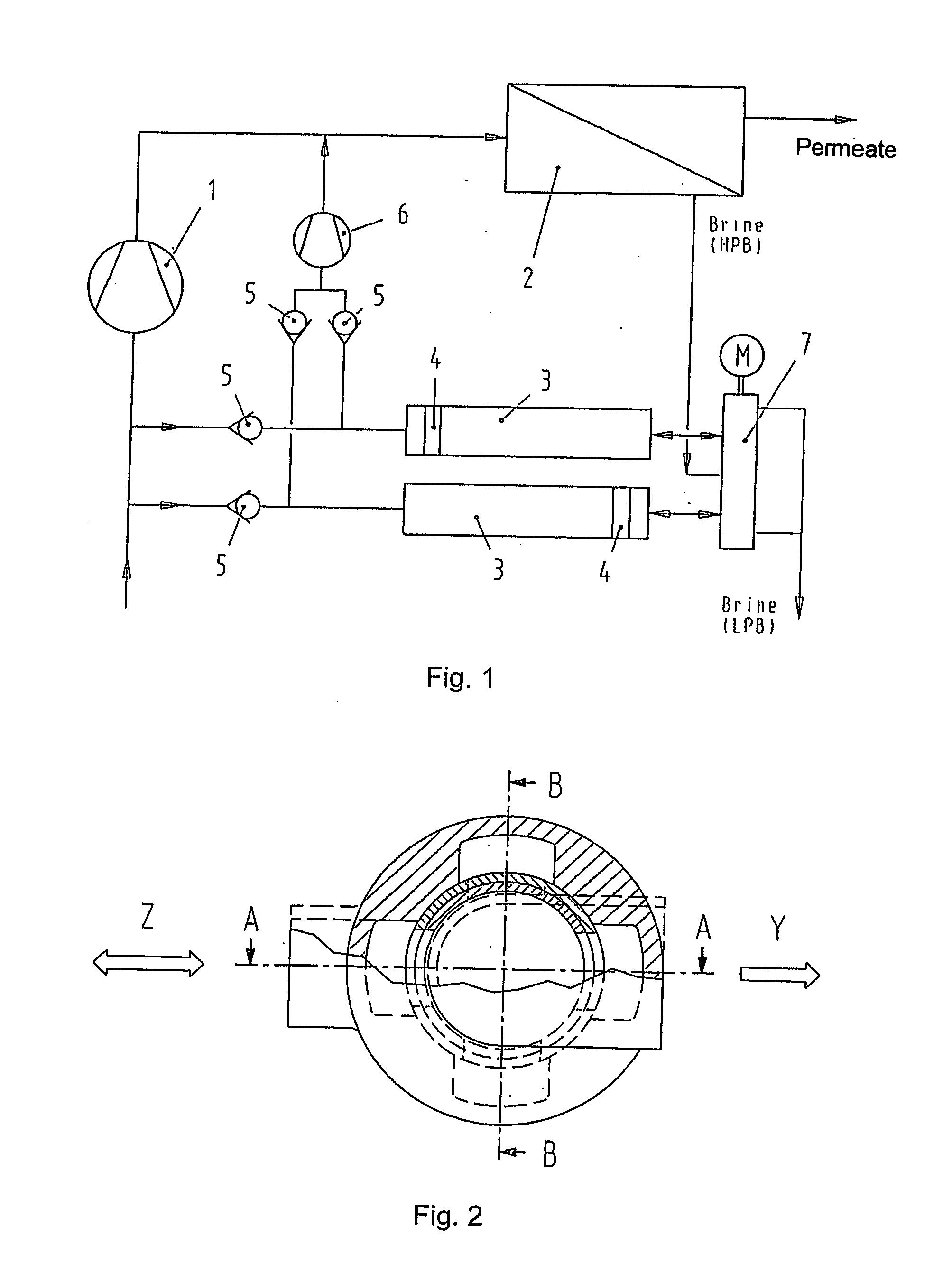 Valve unit for pressure exchanger installations