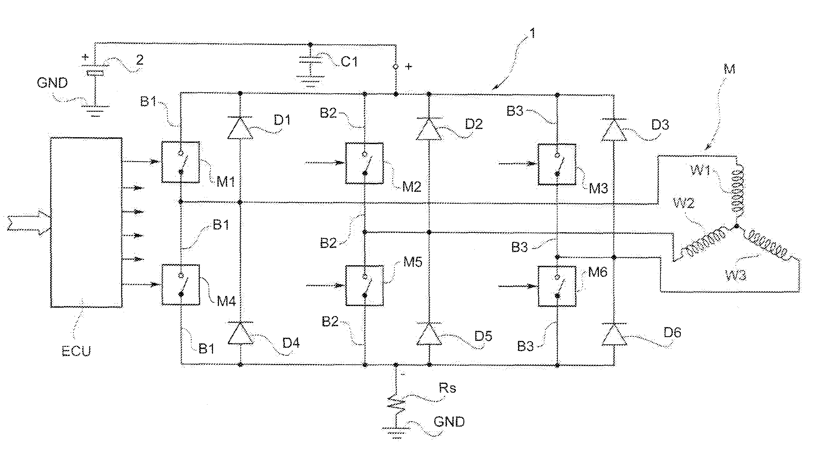 Controller for a three-phase brushless D.C. motor