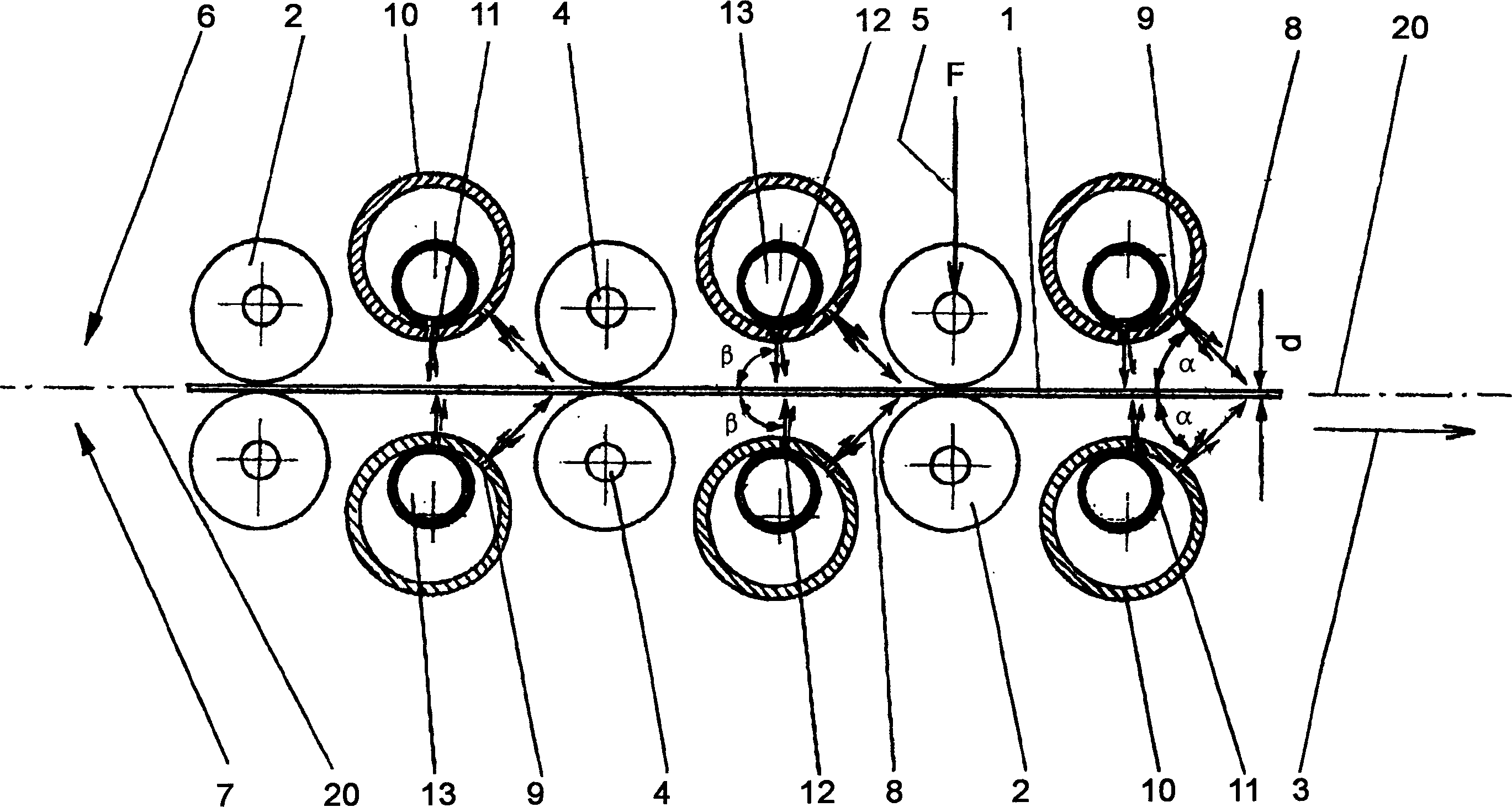 Method and device for contactless treatment of flat objects in through type treatment equipment