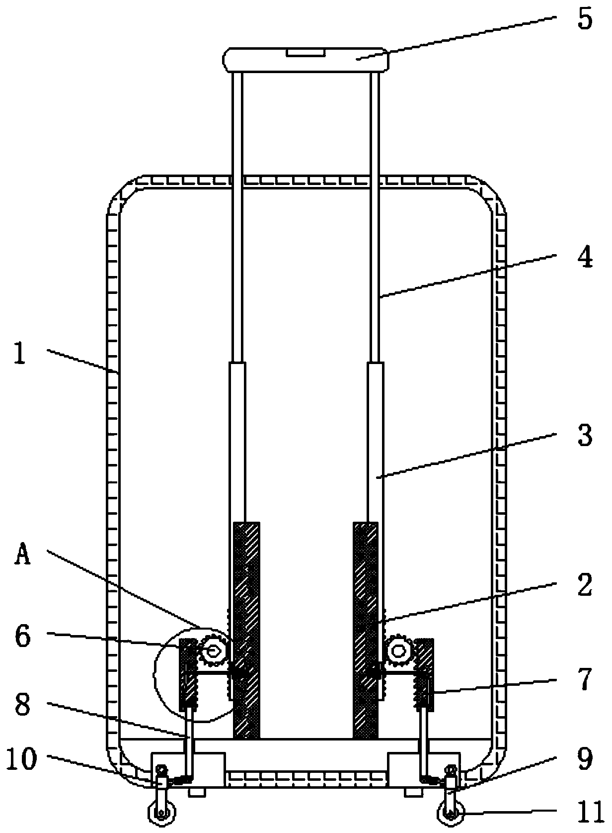 Attractive luggage case difficult to damage and convenient to place