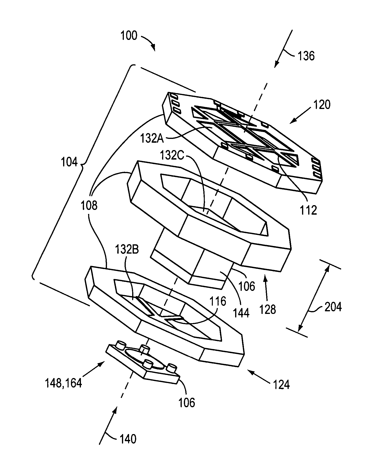 Apparatus and system for suspending a chip-scale device and related methods